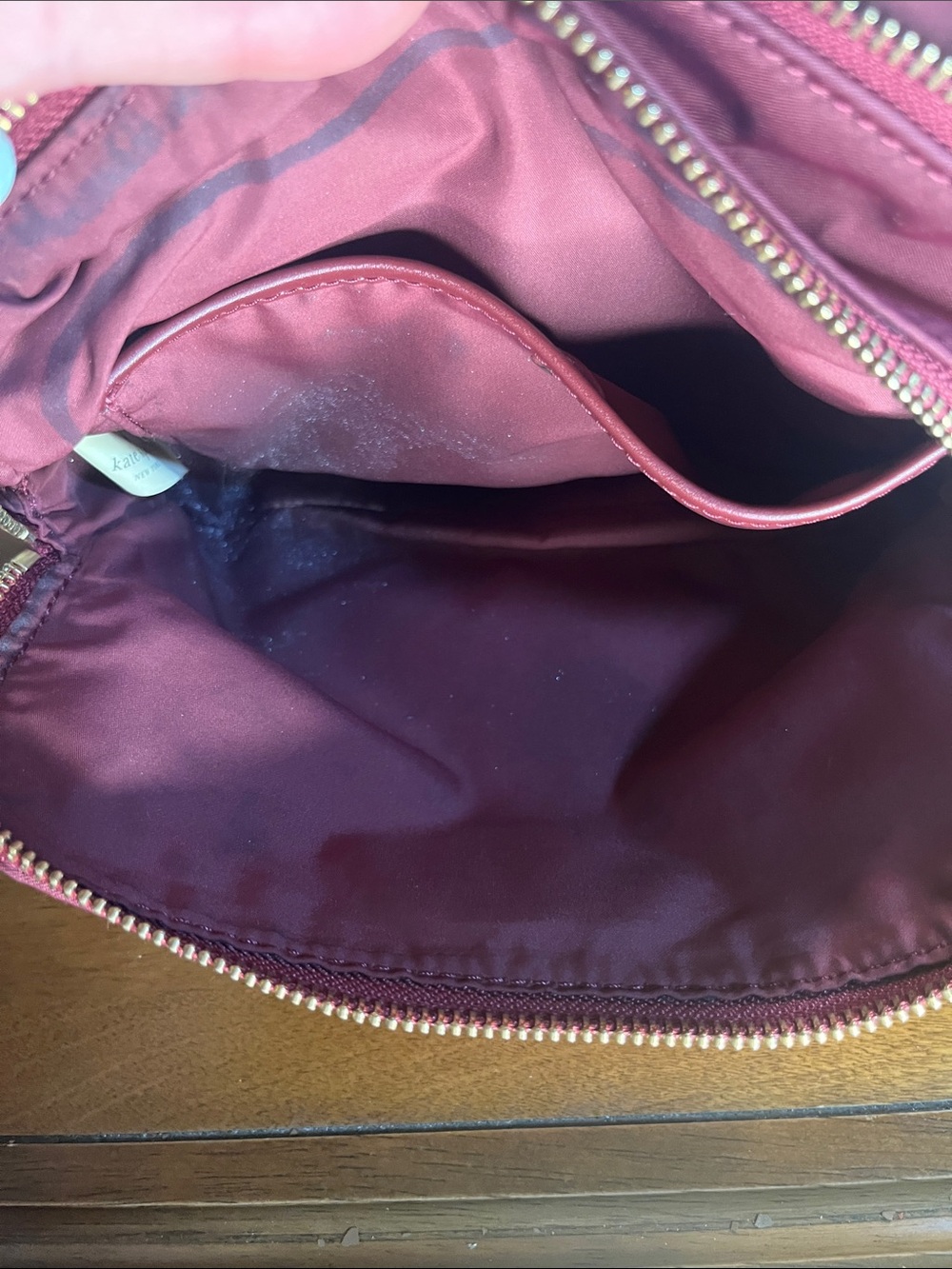 Kate Spade Watson Lane Nylon Crossbody Bag in Burgundy with Gold Hardware - Picture 6 of 13